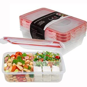 Bento Lunch Box 3pcs set 24oz - Meal Prep Containers Microwavable - BPA Free - External Leak Proof - Portion Control Containers - Food Prep Containers Dishwasher Friendly - Snap Locking Lid