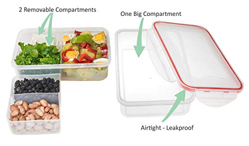 Bento Lunch Box 3pcs set 24oz - Meal Prep Containers Microwavable - BPA Free - External Leak Proof - Portion Control Containers - Food Prep Containers Dishwasher Friendly - Snap Locking Lid