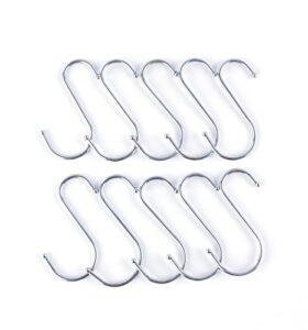 large round s shaped hooks stainless steel hanging hooks set with 20 hooks - ideal for pots, pans, spoons and other kitchen essentials - perfect for clothing