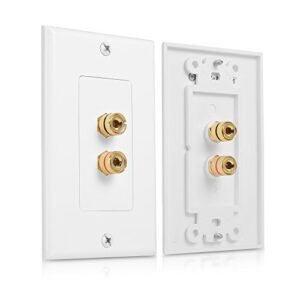 cable matters 2-pack speaker wire wall plate (speaker wall plate, banana plug wall plate) for 1 speaker in white