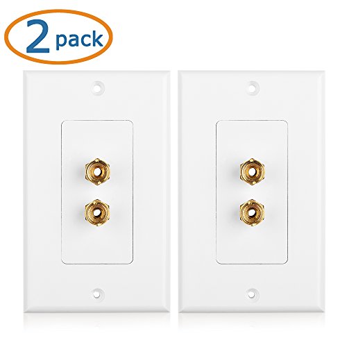 Cable Matters 2-Pack Speaker Wire Wall Plate (Speaker Wall Plate, Banana Plug Wall Plate) for 1 Speaker in White