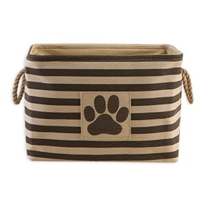 bone dry pet storage collection striped paw patch bin, medium rectangle, brown