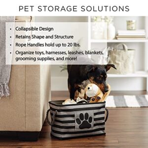 Bone Dry Pet Storage Collection Striped Paw Patch Bin, Medium Rectangle, Brown