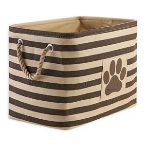 Bone Dry Pet Storage Collection Striped Paw Patch Bin, Medium Rectangle, Brown