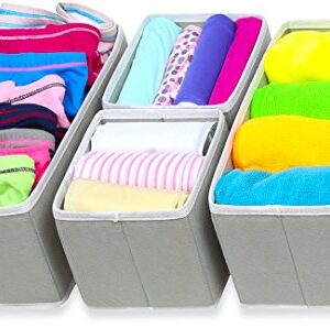 Simple Houseware Foldable Cloth Storage Box Closet Dresser Drawer Divider Organizer Basket Bins for Underwear Bras, Gray (Set of 4)