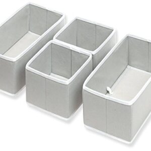 Simple Houseware Foldable Cloth Storage Box Closet Dresser Drawer Divider Organizer Basket Bins for Underwear Bras, Gray (Set of 4)