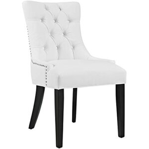 modway mo- regent modern tufted faux leather upholstered with nailhead trim, dining chair, white