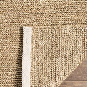 SAFAVIEH Natural Fiber Collection Accent Rug - 3' x 5', Natural, Handmade Seagrass & Cotton, Ideal for High Traffic Areas in Entryway, Living Room, Bedroom (NF510A)