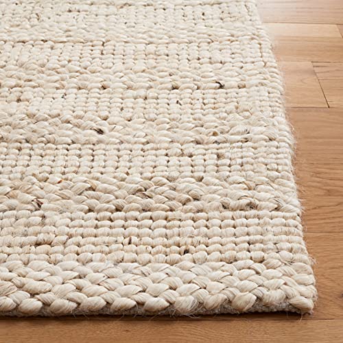 SAFAVIEH Natural Fiber Collection Area Rug - 8' x 10', Bleach, Handmade Braided Woven Jute, Ideal for High Traffic Areas in Living Room, Bedroom (NF212D)