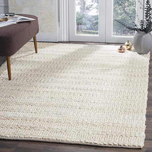 SAFAVIEH Natural Fiber Collection Area Rug - 8' x 10', Bleach, Handmade Braided Woven Jute, Ideal for High Traffic Areas in Living Room, Bedroom (NF212D)