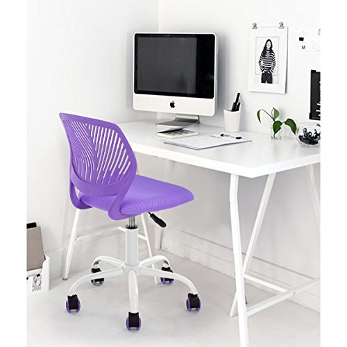 Purple Office Task Adjustable Desk Chair Mid Back Home Children Study Chair