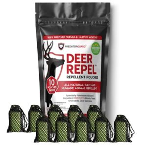 Deer Repel Deer Repellent Plants Pouches - Stop Deer and Rabbits Eating Plants Trees Gardens and Vegetables - 10 Pack Lasts 12 Months - All Natural Ingredients