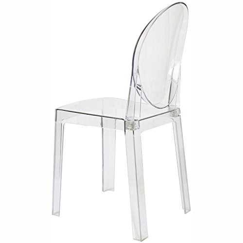 2xhome - Set of Two (2) - Clear - Large Size - Modern Ghost Side Chair Ghost Chair Clear Victoria Chairs Dining Room Chair - Accent Seat - Lounge No Arms Armless Arm Less Chairs