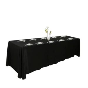 urby 90 x 156 inch polyester rectangular table cloth for 8-10 foot table that seats 10-12 person - fits extra long tables or cut to fit smaller tables - machine wash reusable and wrinkle free - black