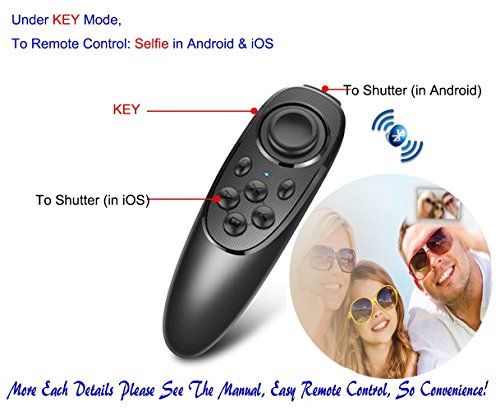 VR Remote Controller Gamepad Bluetooth Control VR Video, Game, Selfie, Flip E-Book/PPT/Nook Page, Mouse, in Virtual Reality Headset PC Tablet Laptop iPhone Smart Phone