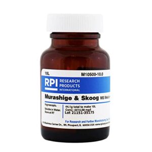 rpi m10500-10.0 murashige & skoog ms medium with gamborg's b5 vitamins, 4.4 grams of powder, makes 10 liter of solution