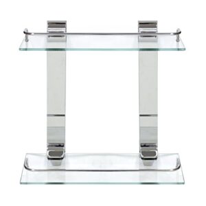 modona double glass wall shelf with rail – polished chrome – 5 year warrantee