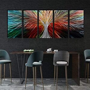 Yihui Arts Multi-Colored Tree Metal Wall Art, 3D Wall Art for Modern and Contemporary Decor, Decorative Hanging in 5-Panels Measures 24"x 64", Works for Indoor and Outdoor Settings