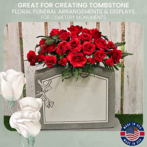 2 Pack 12 Inch Wire Rustproof Galvanized Gravestone Saddle Cemetery Headstone Saddle with Foam Attached