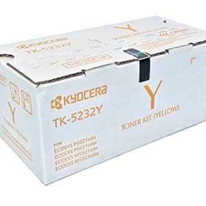 Kyocera 1T02R9AUS0 Model TK-5232Y Yellow Toner Cartridge for M5521cdw, P5021cdw, Genuine Kyocera, Up To 2200 Pages