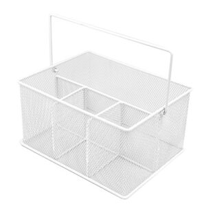 Sorbus® Utensil Caddy — Silverware, Napkin Holder, and Condiment Organizer — Multi-Purpose Steel Mesh Caddy—Ideal for Kitchen, Dining, Entertaining, Tailgating, Picnics, and Much More (White)