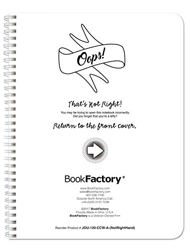 BookFactory NotRight (Left-Handed) Notebook/Lefty Not Right Notebook 120 Pages 8.5" x 11" Wire-O (JOU-120-CCW-A-(NotRightHand))