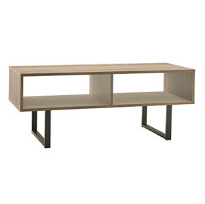 closetmaid 1315 rectangular wood coffee table with storage shelves, gray