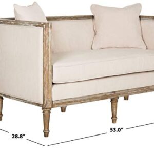 Safavieh Home Collection Leandra French Country Settee, Beige/Rustic Oak