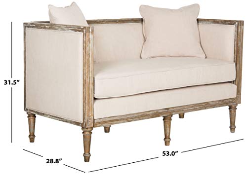 Safavieh Home Collection Leandra French Country Settee, Beige/Rustic Oak