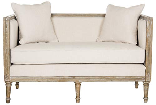 Safavieh Home Collection Leandra French Country Settee, Beige/Rustic Oak