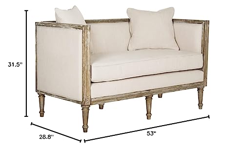 Safavieh Home Collection Leandra French Country Settee, Beige/Rustic Oak