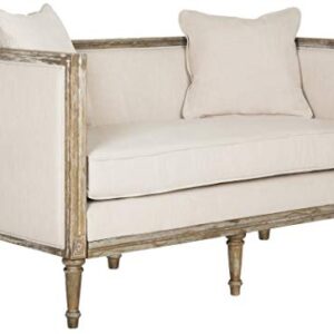 Safavieh Home Collection Leandra French Country Settee, Beige/Rustic Oak