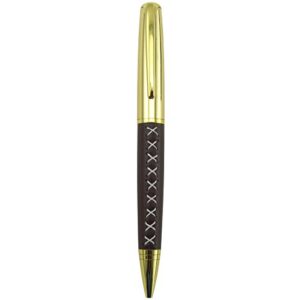 Leather Wrapped Ballpoint Pen for Men and Women - Stylish Faux Leather and Gold Smooth Flowing Non Smudge Ink and Light To Hold - Lovely Presentation Box