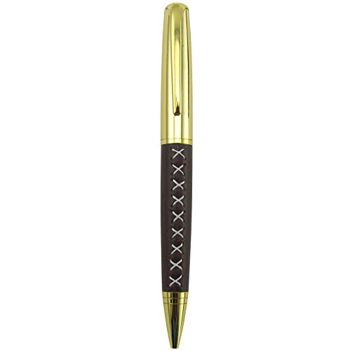 Leather Wrapped Ballpoint Pen for Men and Women - Stylish Faux Leather and Gold Smooth Flowing Non Smudge Ink and Light To Hold - Lovely Presentation Box