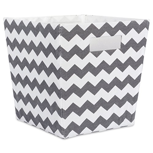 DII Hardsided Polyester Trapezoid Storage Bin, Chevron, Gray, Medium