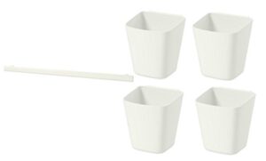 sunnersta container, white, set of 4 with rail hanger