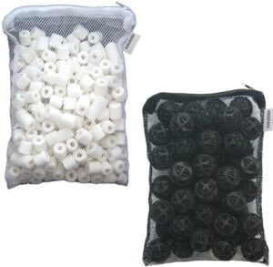 aquapapa filter media bags 50 1" bio sponge ball + 1 lb ceramic rings for aquarium fish tank pond canister filter (ship from ca usa)