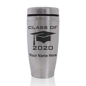 skunkwerkz commuter travel mug, grad cap class of 2020, 2021, 2022, 2023, personalized engraving included