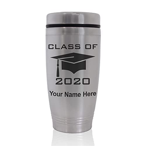 SkunkWerkz Commuter Travel Mug, Grad Cap Class of 2020, 2021, 2022, 2023, Personalized Engraving Included