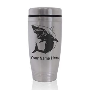 skunkwerkz commuter travel mug, great white shark, personalized engraving included