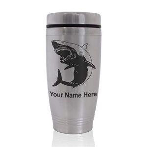 SkunkWerkz Commuter Travel Mug, Great White Shark, Personalized Engraving Included