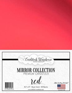 mirror red metallic mirricard cardstock - 8.5 x 11 inch - 100 lb / 12pt - 10 sheets from cardstock warehouse