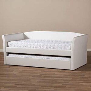 Baxton Studio Camino Modern and Contemporary White Faux Leather Upholstered Daybed with Guest Trundle Bed