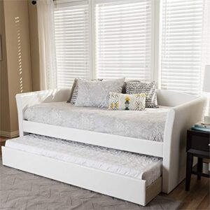 Baxton Studio Camino Modern and Contemporary White Faux Leather Upholstered Daybed with Guest Trundle Bed