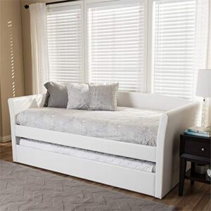 Baxton Studio Camino Modern and Contemporary White Faux Leather Upholstered Daybed with Guest Trundle Bed