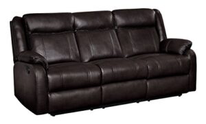 homelegance jude 82" manual leather gel reclining sofa, brown