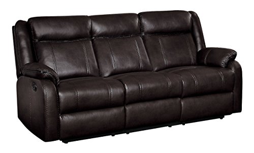 Homelegance Jude 82" Manual Leather Gel Reclining Sofa, Brown