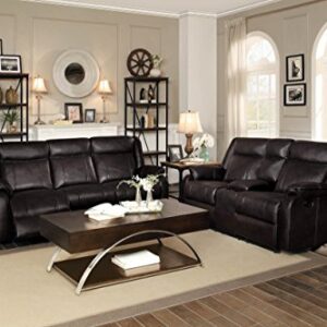 Homelegance Jude 82" Manual Leather Gel Reclining Sofa, Brown