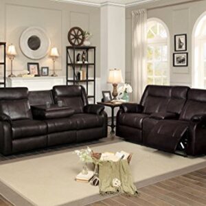 Homelegance Jude 82" Manual Leather Gel Reclining Sofa, Brown