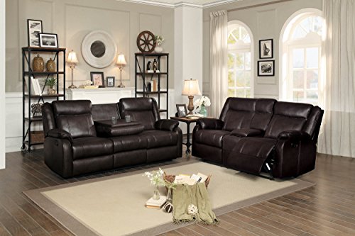 Homelegance Jude 82" Manual Leather Gel Reclining Sofa, Brown